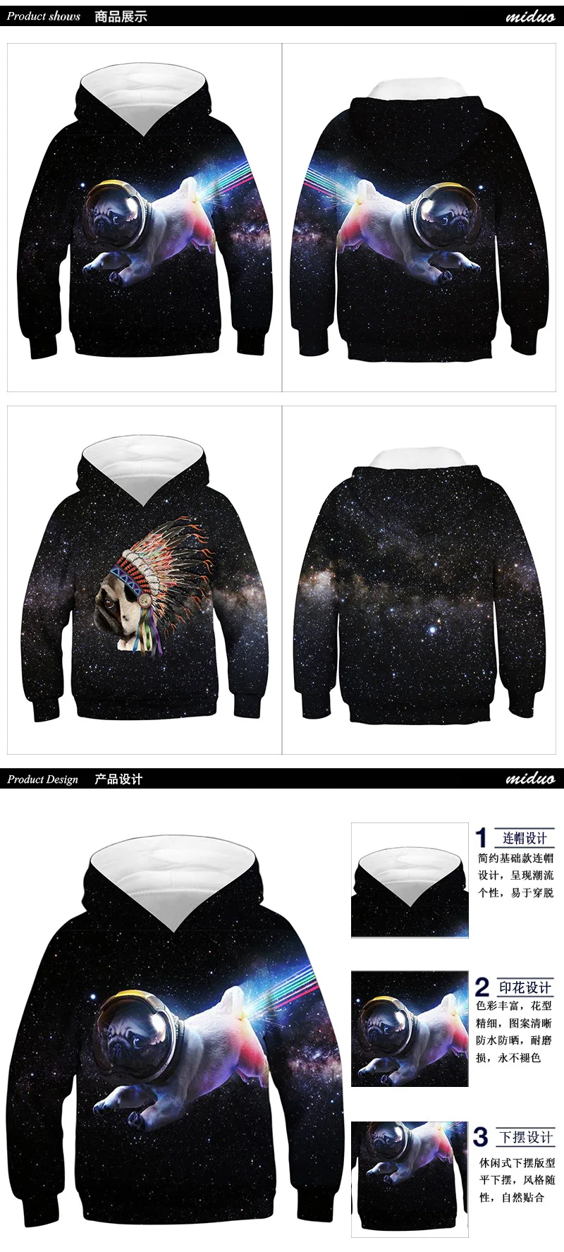 Kids Hoodies Teen Girls Boys Clothes Wolf Fox Lion King 3D Animal Digital Print Children Sweatshirt Long Sleeve Hooded Girl Tops
