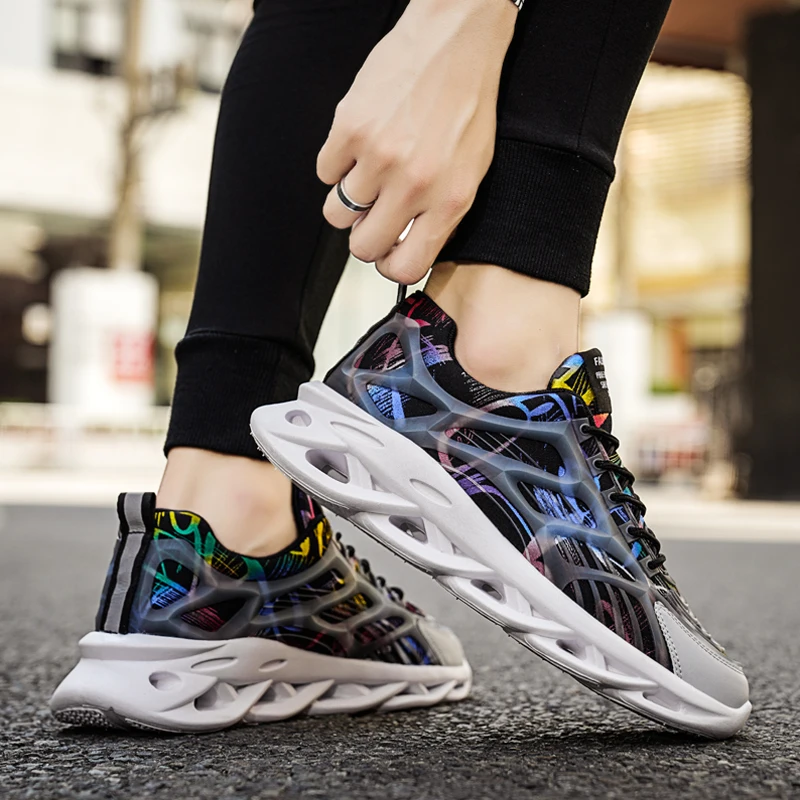 

New Men Casual Shoes Luminous Floral Pattern Canvas Soft Sneakers Fluorescence Male Footwear Trianers Running zapatillas hombre