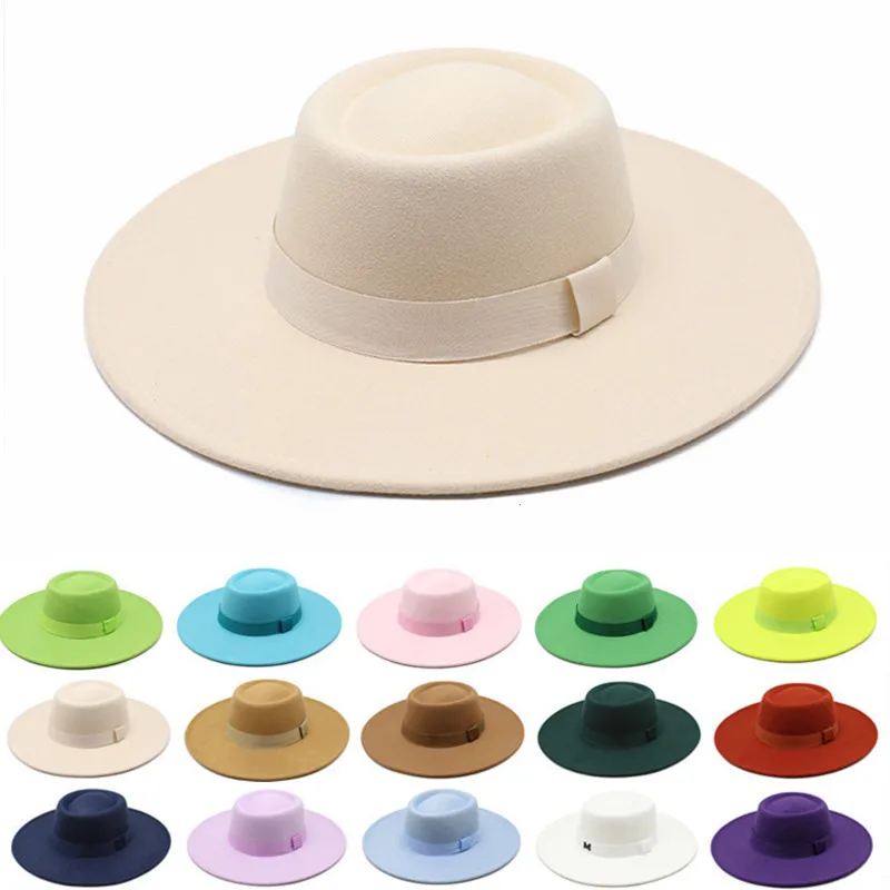 

Шляпа Федора женская зимняя с широкими полями, элегантная шерстяная Панама в британском стиле, однотонная Панама в стиле ретро, на осень и з...