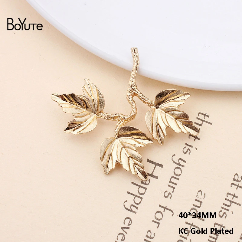 KC Gold-40x34MM BoYuTe(20 Pieces/Lot) Metal Alloy 40*34MM Maple Leaf Materials Vintage Hand Made Diy Jewelry Accessories Wholesale - Цвет: KC Gold-40x34MM
