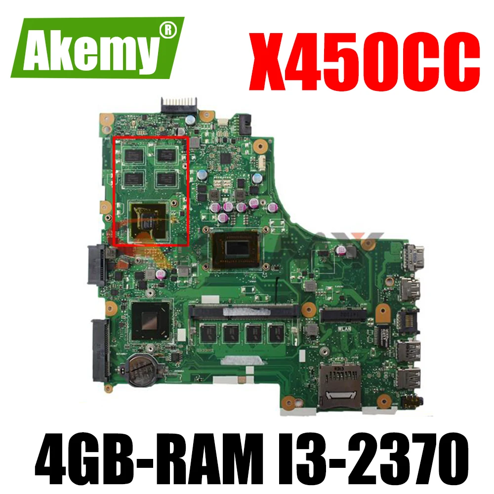 

Akmey X450CC Laptop motherboard For Asus X450CC X450C X450 Test original mainboard 4GB-RAM I3-2370 GT720M