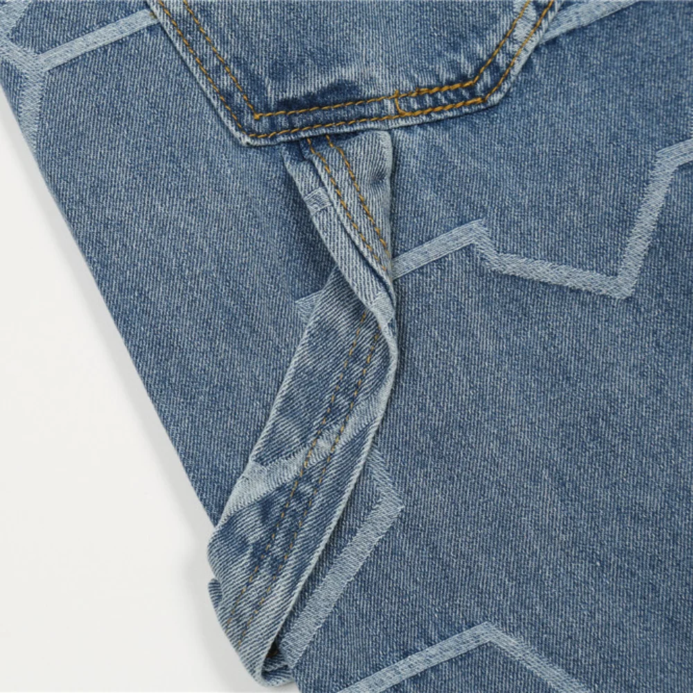 2021 New Arrival Geometry Graphic Blue Vintage Men Baggy Jeans Trousers Hip Hop Straight Casual Loose Denim Pants Pantaloni Uomo