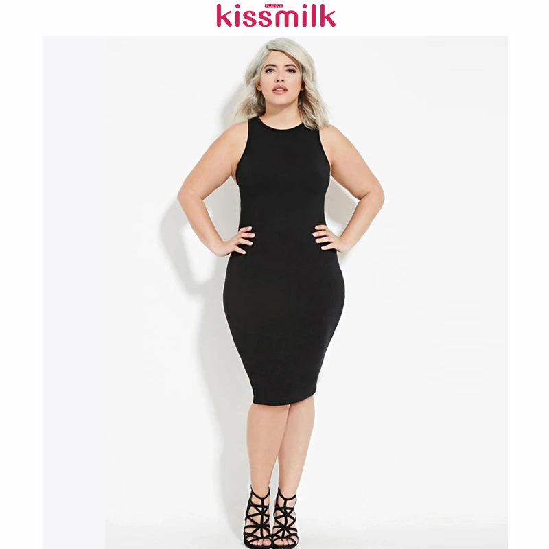 Женское облегающее платье Kissmilk однотонное большого размера с высокой талией 3XL 4XL