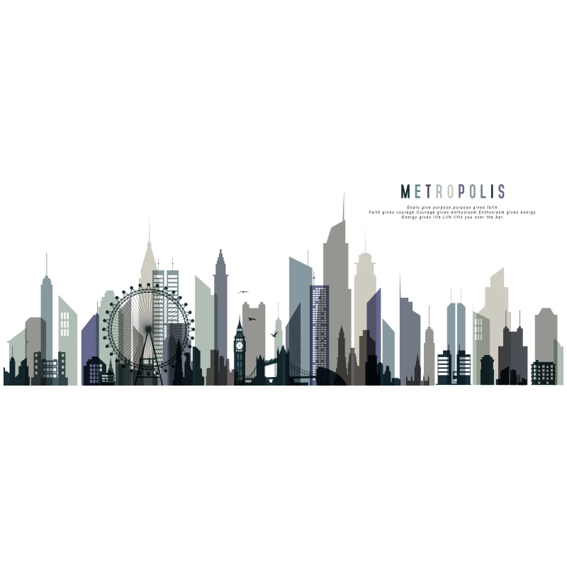 

Tall City Buildings Wall Stickers for Living Room Background Mural Decal Art DIY Large PVC Home Decoration
