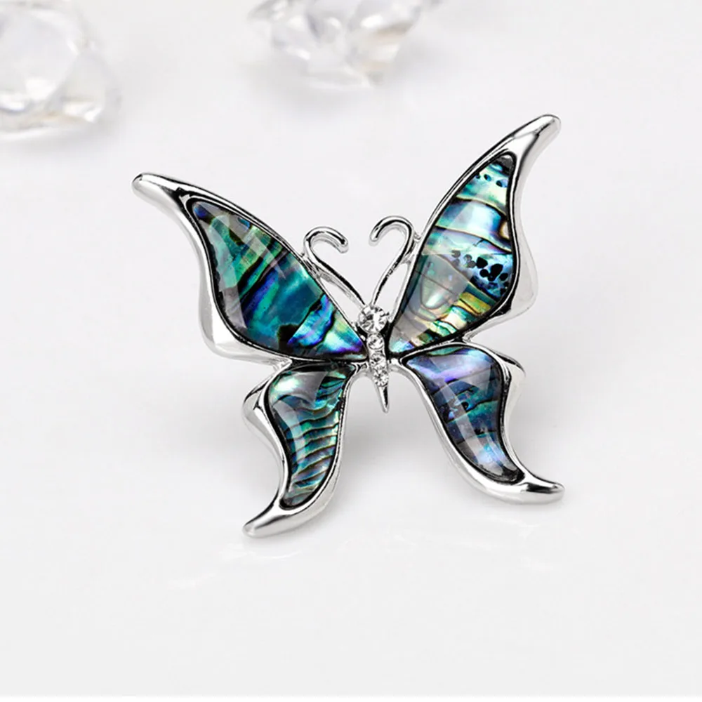 

1 Piece Elegant Abalone Shell Jewelry Accessories Natural Shell Butterfly Brooch Women's Winter Brooch Metal Brooch Gift 40x45mm