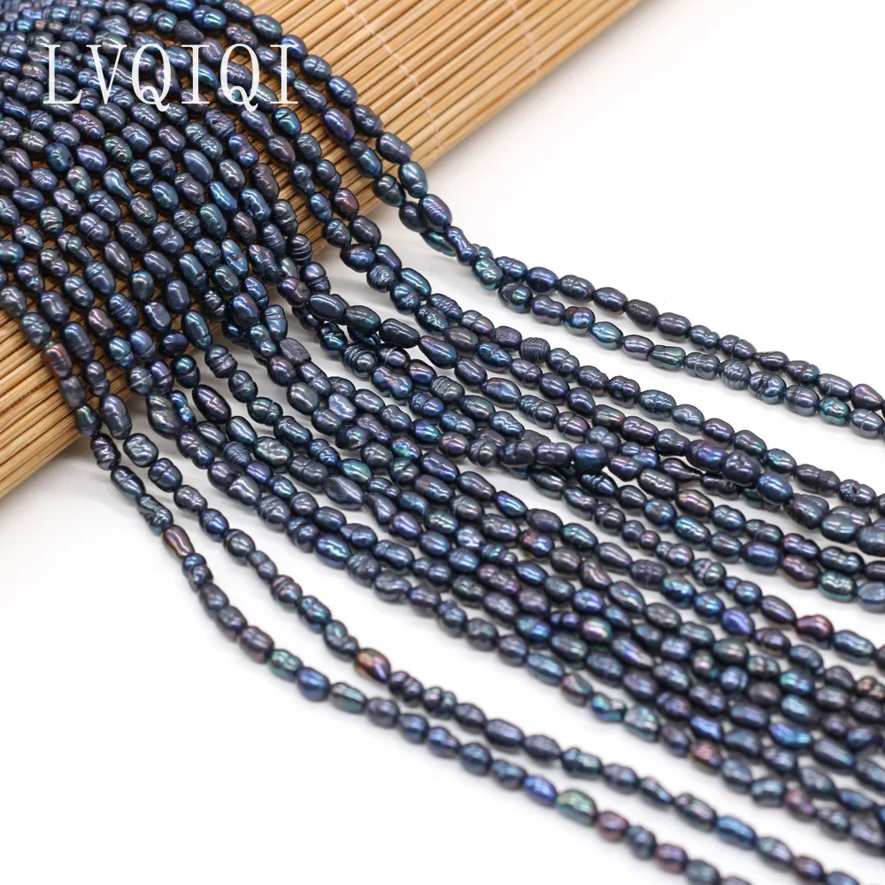 

Natural Freshwater Pearl Beads Black Rice Shape Loose Spacer Exquisite Bead For Jewelry Making DIY Necklace Bracelet Accessories