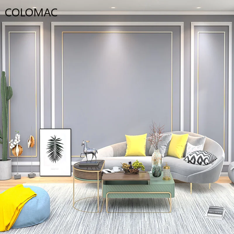 

Пользовательский Европейский стиль живая комната фон обои KOL 3D гипсовая линия серый магазин одежды роспись Декор Прямая поставка