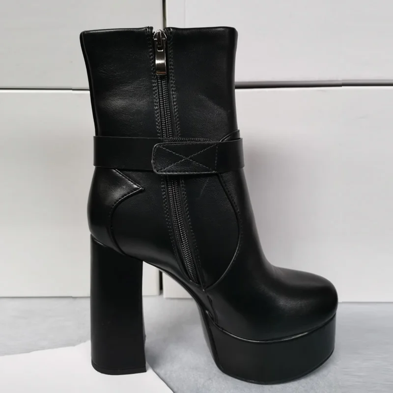 Женские сексуальные зимние черные ботильоны на платформе женские модные ботинки