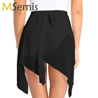 Женская шифоновая юбка, асимметричная балетная юбка, шарф с завязкой на талии, гимнастическая юбка, балетная обертка