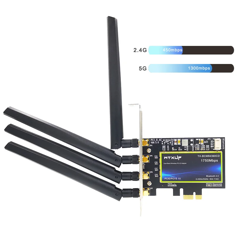 Двухдиапазонный 802.11ac BCM94360 Desktop PCIe Wifi беспроводной адаптер для карты Bluetooth 4 0 MacOS