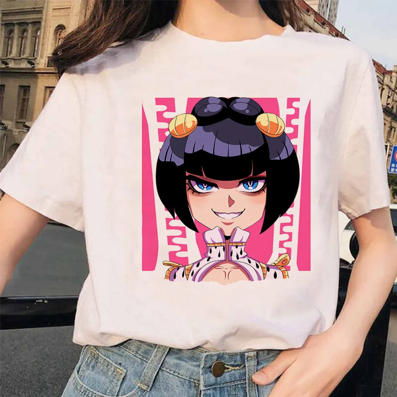 Обувь для косплея; аниме JoJo невероятное приключение Забавные футболки для мужчин и женщин; печатной футболок Повседневное Jojo футболка в стиле «хип хоп Футболки женские - Цвет: 2