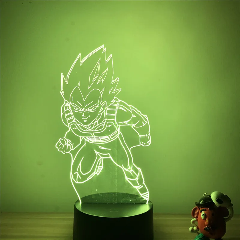 3D светодиодный ночной Светильник Dragon Ball Z Goku Super Saiyan, экшн-фигурка, 7 цветов, сенсорная Оптическая иллюзия, настольная лампа, режим украшения дома