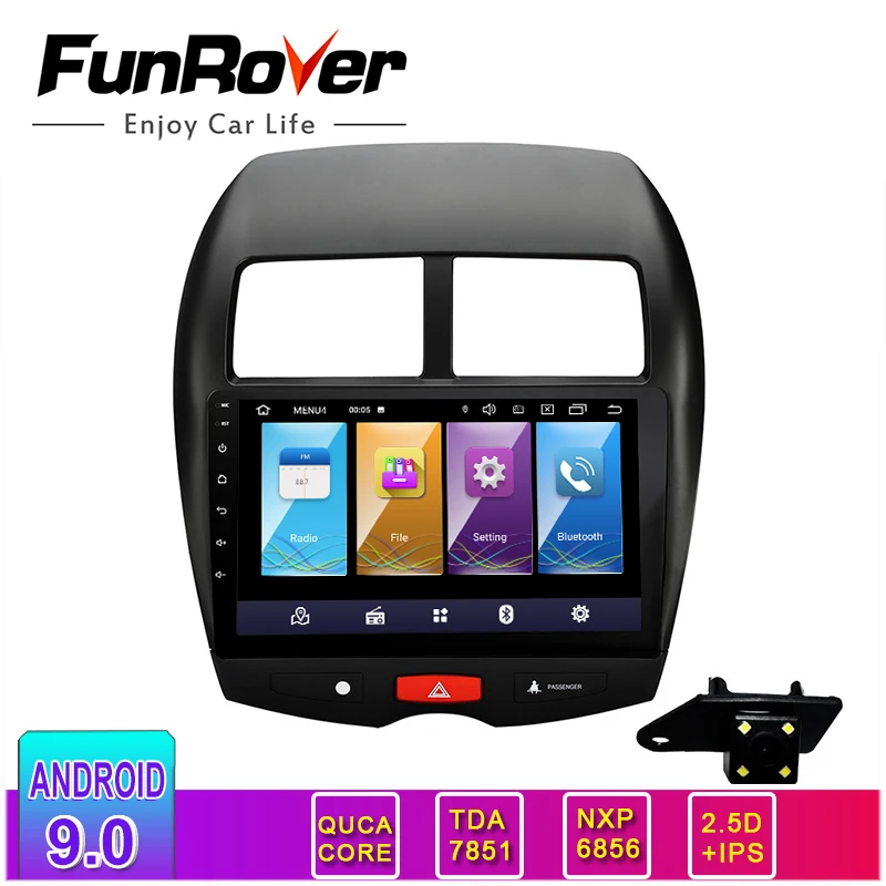 Автомобильный мультимедийный плеер Funrover 2 Din 2.5D + IPS Android 9 0 GPS rds dsp без dvd для Mitsubishi ASX