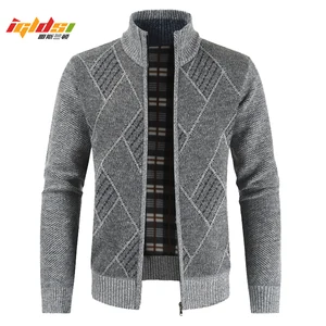 Мужской зимний плотный вязаный свитер с длинным рукавом, кардиган из флиса на молнии, мужская повседневная Осенняя верхняя одежда, трикотажная куртка