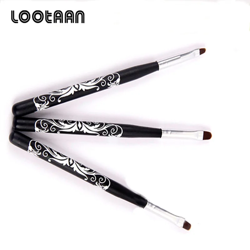 Lootaan #4 #6 #8 #10 фотополировочная Кисть для ногтей черная деревянная ручка резные