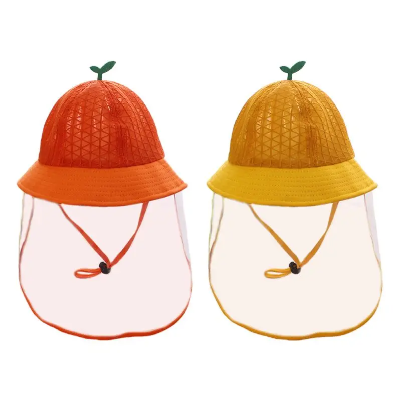 

Toddler Baby Kids Dustproof Protective Bucket Hat Detachable Face Shield Anti Spitting Saliva Cartoon Mesh Fisherman Cap