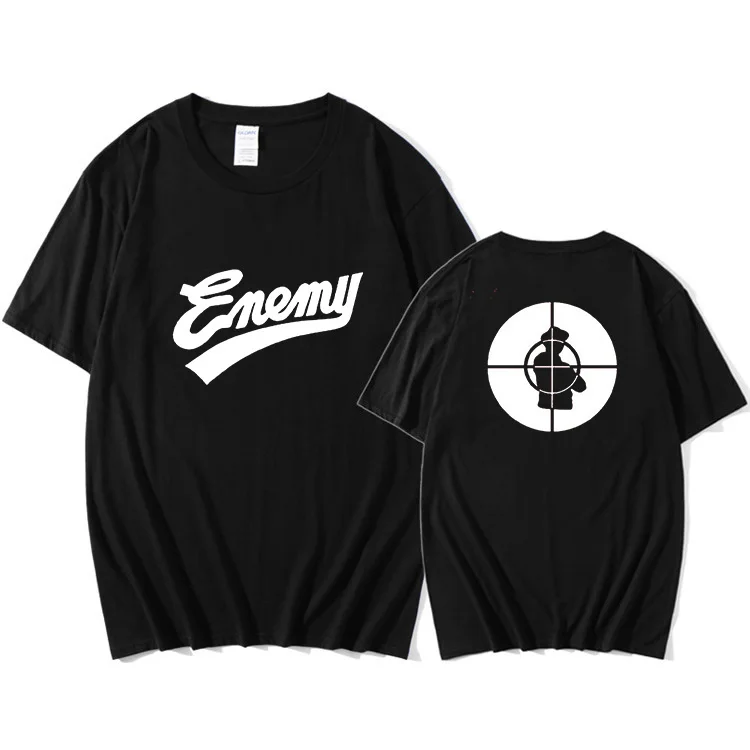 

Футболка мужская летняя с коротким рукавом, модная уличная одежда, топ из хлопка в стиле хип-хоп, с принтом музыки, рэпа, общественного врага