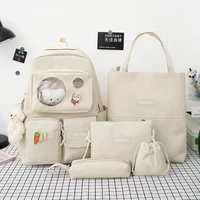 2021 new 4pcsset canvas school laptop backpacks women cute school bags for teenage girls bookbags college travel backpacks