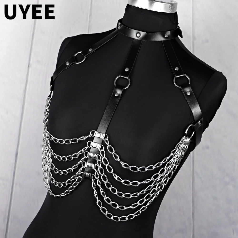 UYEE эротические Для женщин портупея цепь кожа фетиш одежда ремни Секс игрушки для