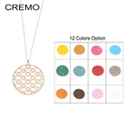 Женское Ожерелье-цепочка для свитера Cremo, ожерелье из двусторонней кожи с круглым кулоном, очаровательные ожерелья, ювелирные изделия 2020