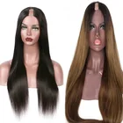 1B30 U часть парик прямые человеческие волосы парики для женщин натуральный черный цвет средняя u-образная форма парики 150% плотность Омбре бесклеевой парик шнурка