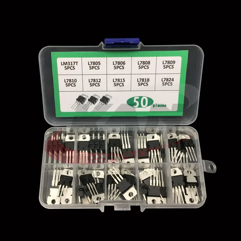 LM317T L7805 L7806 L7808 L7809 L7810 L7812 L7815 L7818 L7824 транзисторный набор 10 значений 50 шт. коробка