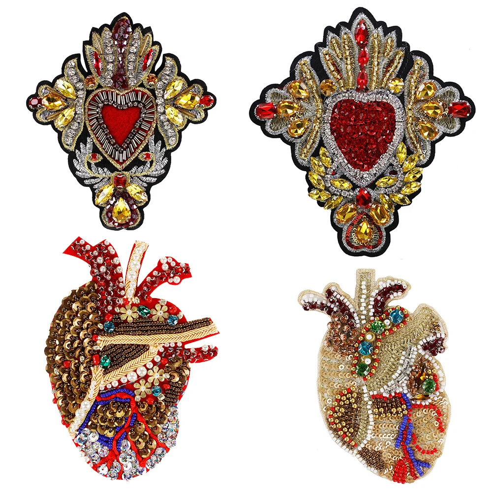 Ручная работа Стразы в форме сердца из бисера с украшением виде кристаллов патчи