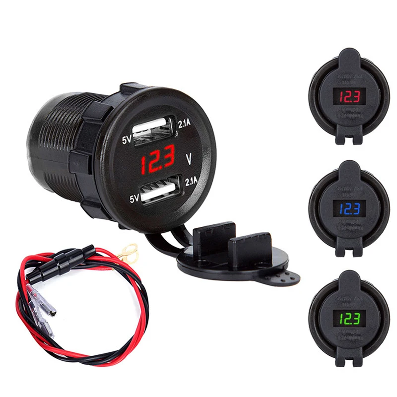 

Car USB Charger Cigarette Lighter Socket Splitter With Led Light Power Adapter For Motorcycle Usb Charger