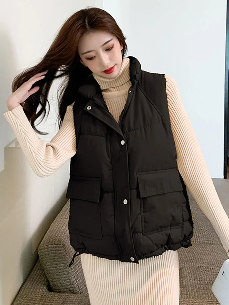 

New Arrival 2020 Autumn Winter Women Vest Cotton-padded Short Waistcoat Plus Size Feather Vest Woman Sleeveless Outwear