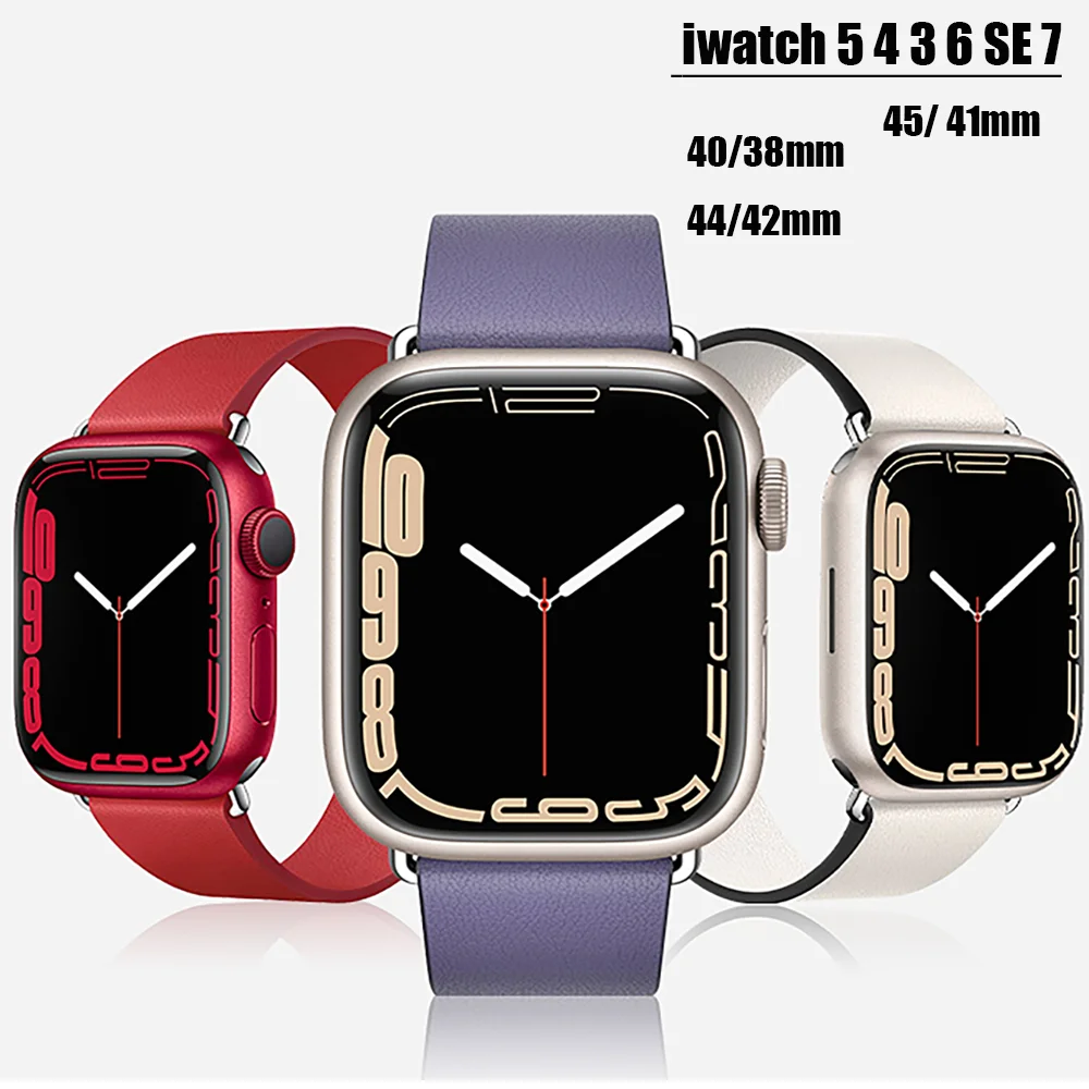 

Ремешок кожаный для Apple Watch band 44 мм 40 мм 38 мм 42 мм 44 мм, Современный браслет с пряжкой для iwatch series 7 6 4 3 45 мм 41 мм