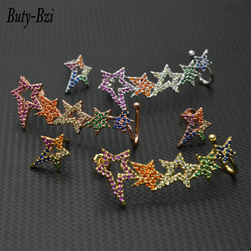 

Серьги-гвоздики с цветными фианитами женские, популярное украшение с металлическим покрытием в романтическом стиле, регулируемая длина, ук...