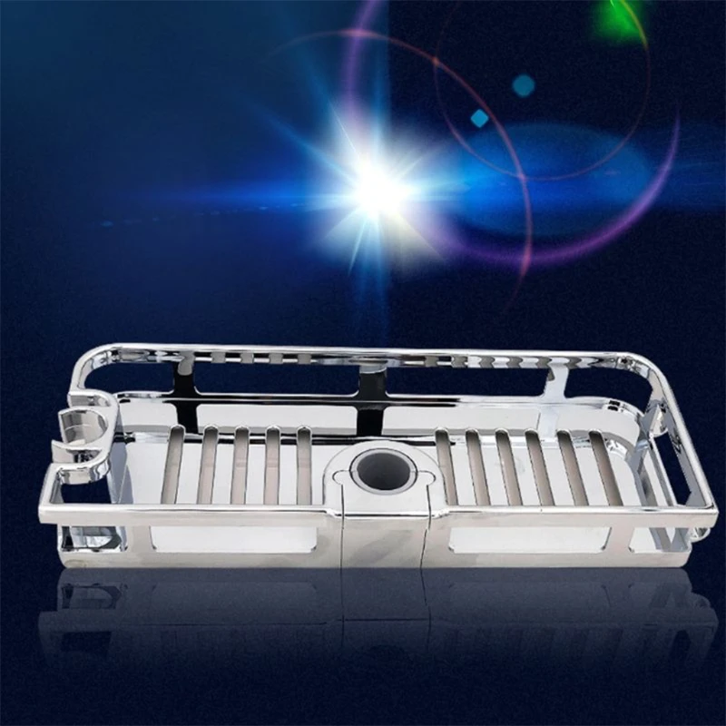 

Multifunction Home Decor Organizer Bathroom Lifting Rod Removable Stand No Drilling Soap Holder Shower Shelf Storage Rack Tray