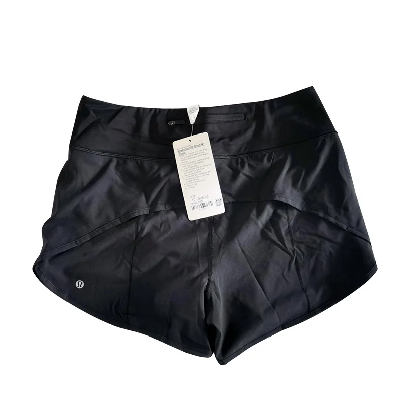 

Lululemon Back Waist Zipper Pocket Yoga Shorts Black