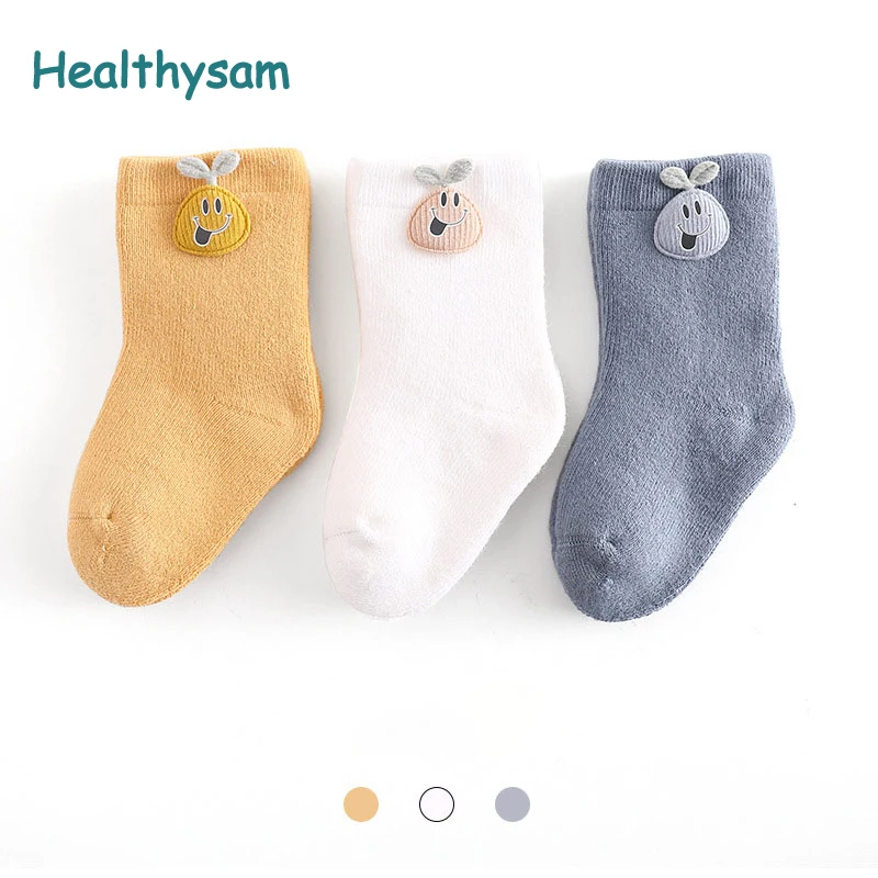 Healthysam 3 пары/Лот детские носки утепленные удобные для девочек 1 год теплые