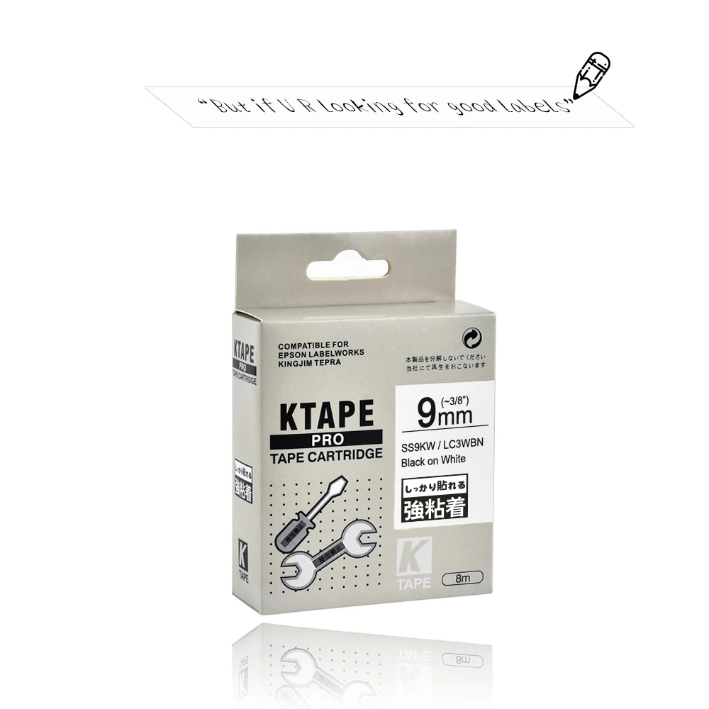CIDY 1 шт. 9 мм черный на белый SS9KW/LC-3WBN LC 3WBN лента для kingjim/epson Для LW300 LW400 по заводской