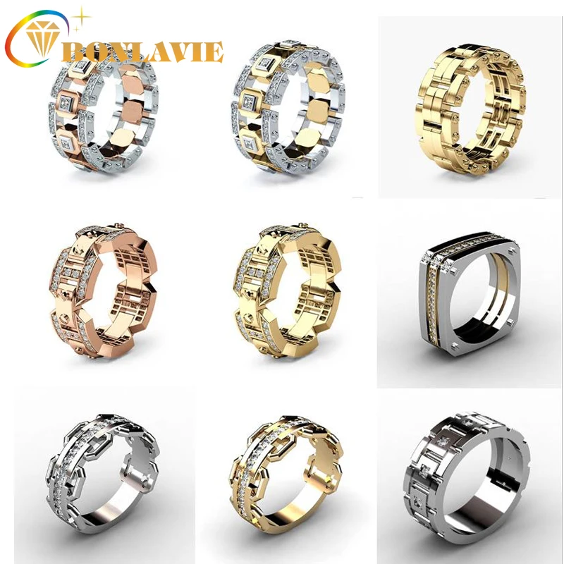 Геометрические Модные мужские и женские панковские кольца классические