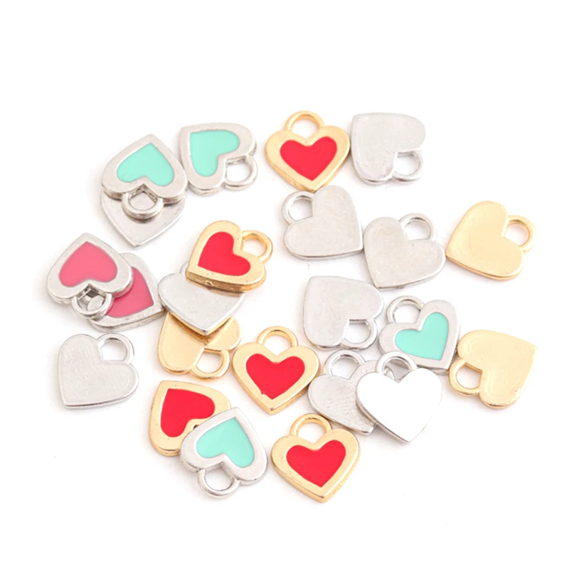 

10pcs 10.5x10mm Alloy Drop Oil Lovely Heart Love Pendant Alloy Enamel Charm DIY Jewelry Accessory Earring Bracelet Handmade