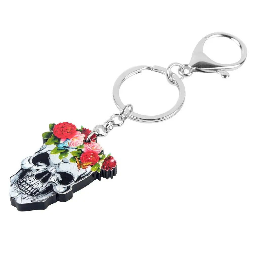Bonsny акриловый Цветочный Цветок Скелет Череп женский кошелек для автомобиля шарм