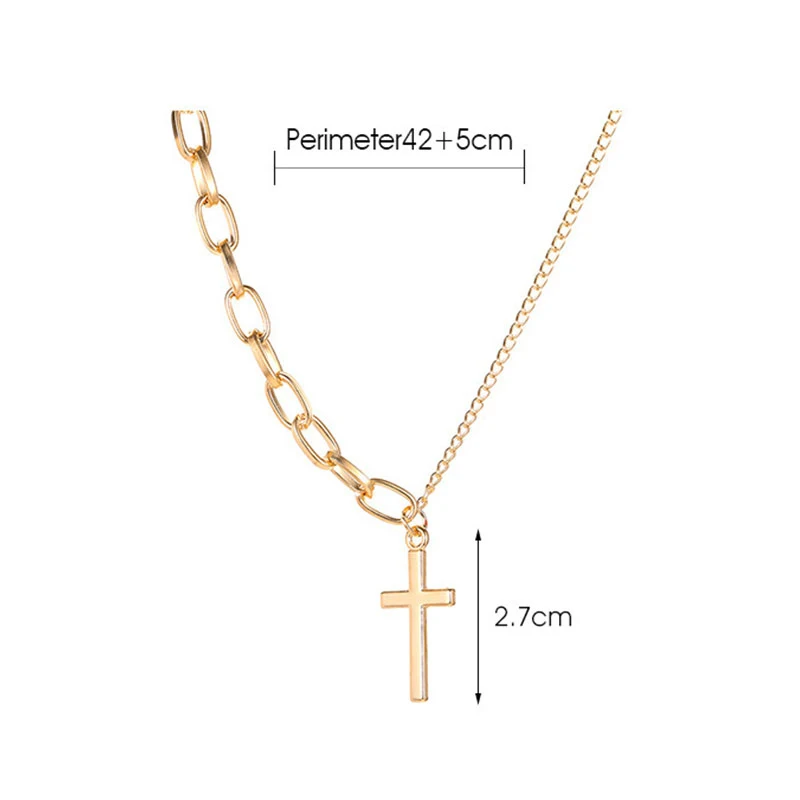 

Ladies Asymmetric Cross Necklace Simple All-match Korea Style Clavicle Chain 1PC Solid Color Temperament Cross Necklace