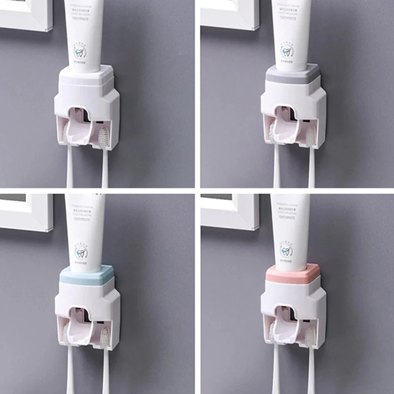 

Toothbrush Holder Dustproof Wall Mounted Convenient Toothpaste Squeezer Toothpaste Dispenser For Bathroom MDJ998