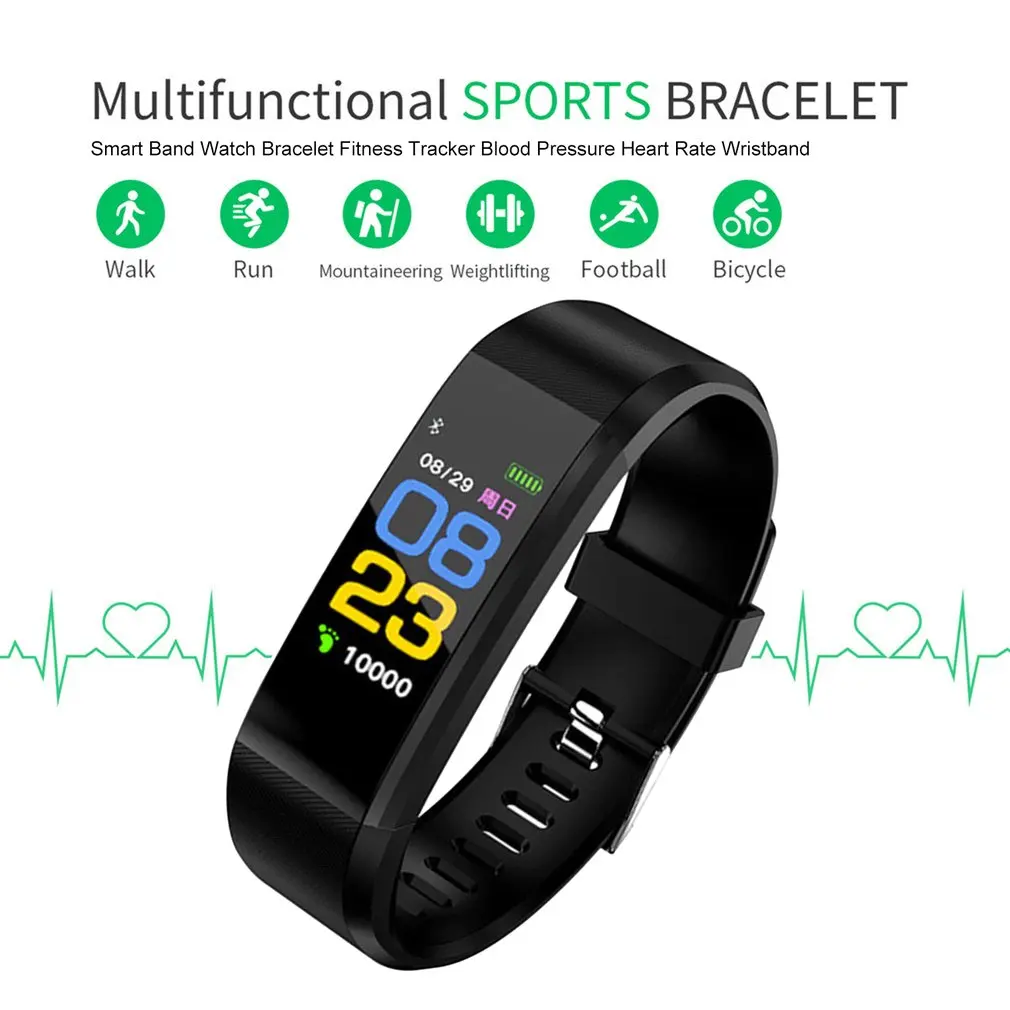 New 115 Plus Sport Fitness Tracker Watch Waterproof Heart Rate Activity Monitor Durable Practical Smart Watch images - 6