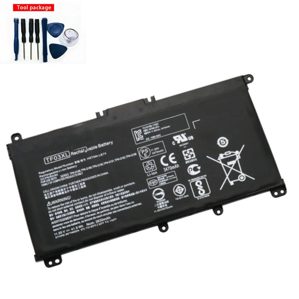 Аккумулятор TF03XL для ноутбука HP 14-bp080nd 14-bf 15-CC TPN-Q188 Q189 Q190 Q191 Q192 Q201 HSTNN-LB7X HSTNN-LB7J 920070-855 |