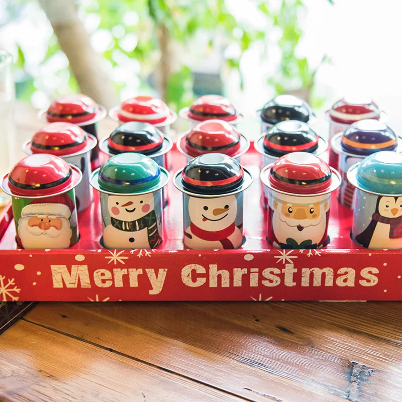 

Christmas Three-layer Candy Storage Gift Box Tinplate Creative Lovely Candy Can Santa Biscuit Tin Metal Elk Printing Sealed Can