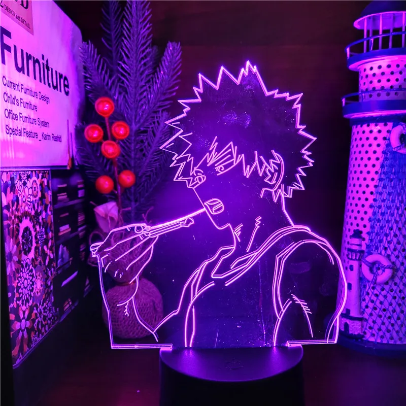 

Мой герой Академии Bakugou еды 3D Led аниме лампа Звездная ночь Boku без герой аниме Lampara для Украшения в спальню