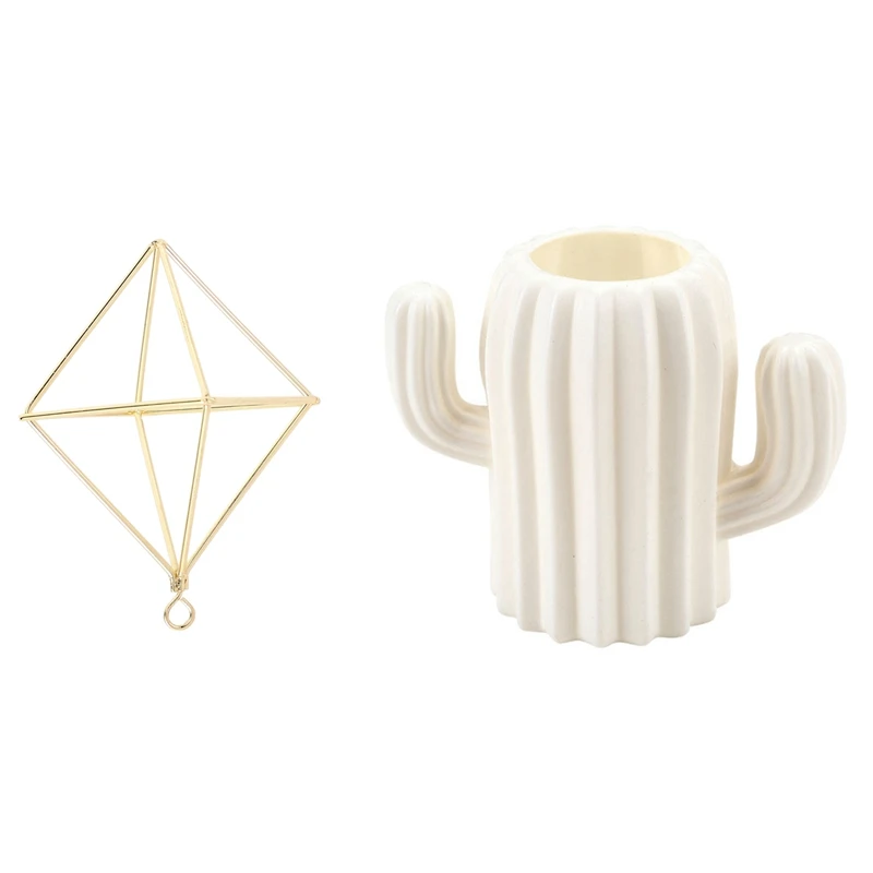 

1x держатель для воздушных растений из кованого железа с геометрическим рисунком кактуса и 1 шт.