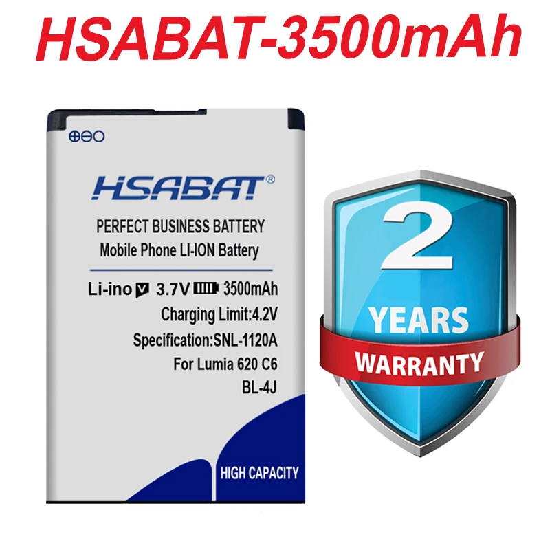 Аккумулятор HSABAT BL-4J 3500 мА · ч для Nokia Lumia 620 C6-00 Touch 3G C600 |