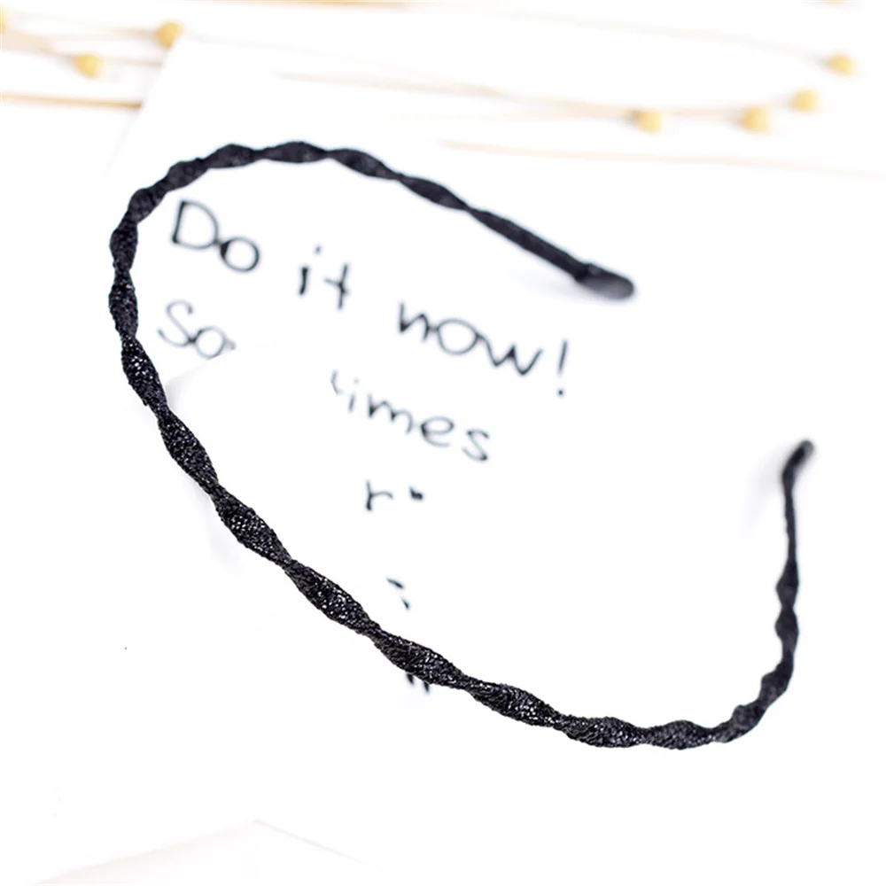 Супер тонкие обтянутые вручную тканевые волнистые повязки для волос блестящие