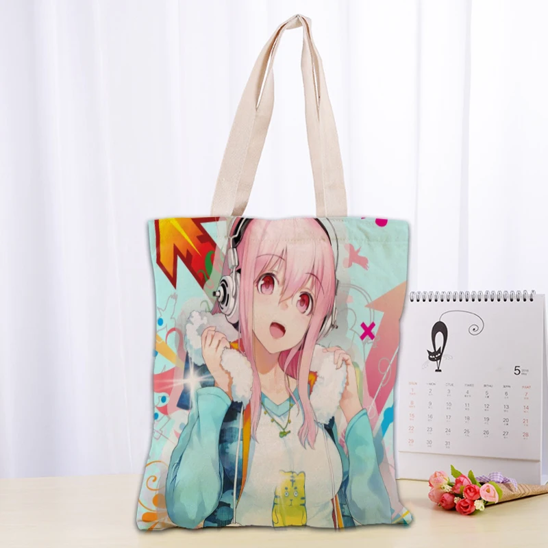 Сумка-тоут Super Sonico на заказ многоразовая холщовая дамская сумочка плечо складные