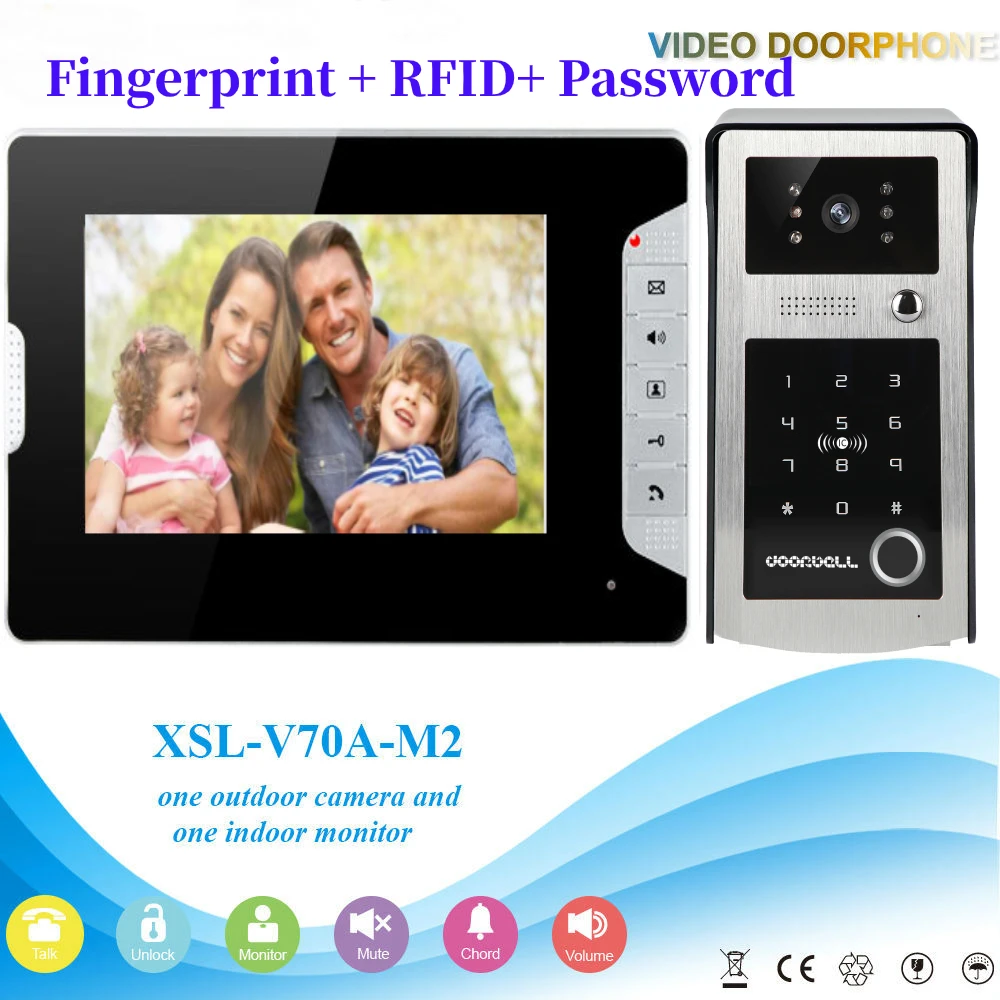 Видеодомофон SmartYIBA 7 дюймовый монитор проводной видеозвонок домофон RFID контроль