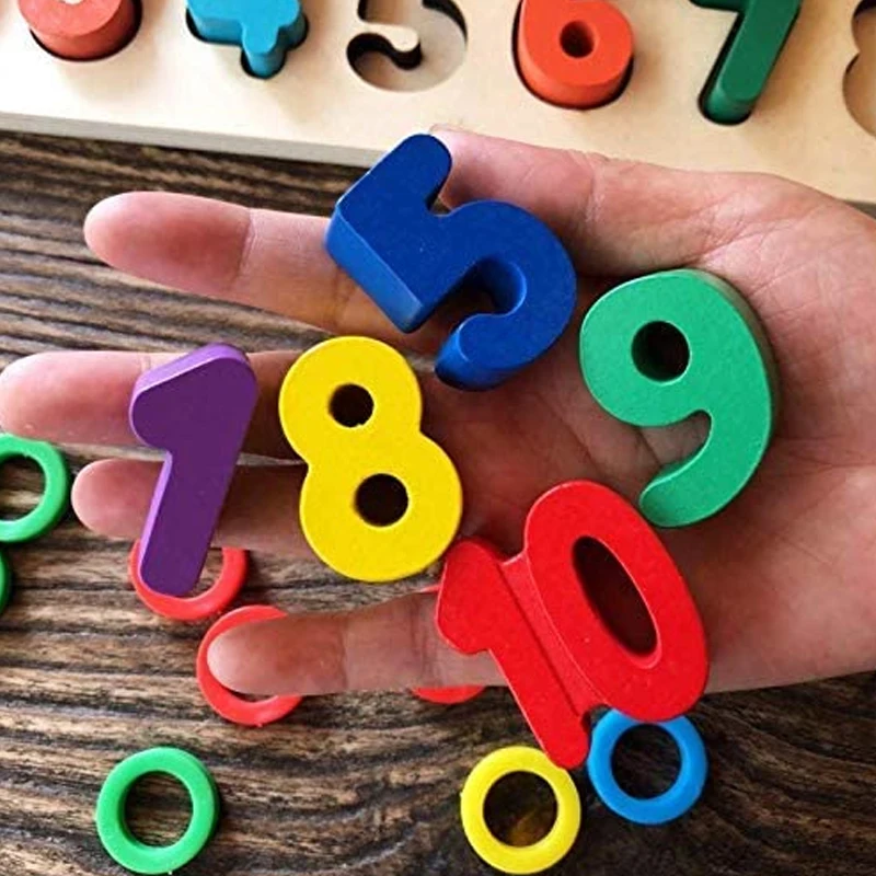 

Wooden Blocks Puzzles Kids Toys for Toddlers Preschool Teaching Early Education Toys for Counting the Numbers